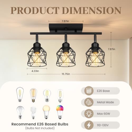 3 Lights Semi Flush Mount Ceiling Light (3-Light)