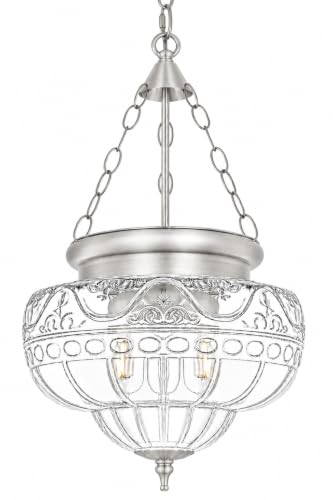 3 Light Brushed Nickel Pendant Light Fixtures with 12In Unique Thickened Glass