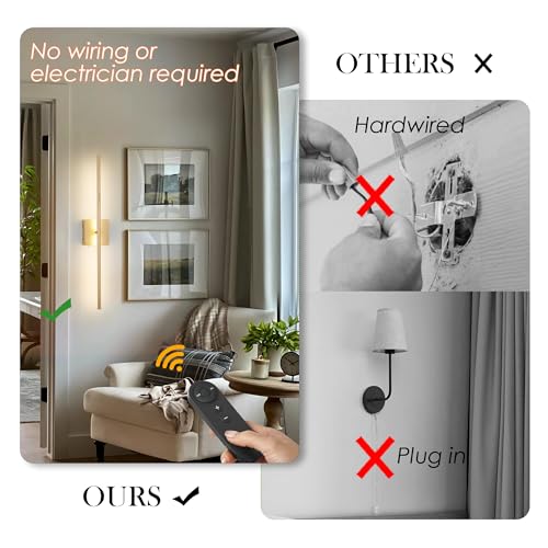 32.2 Inch Wall Sconces Battery Operated for Living Room Gold (2 Count)