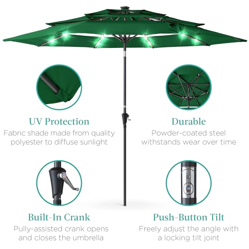 10ft 3 Tier Solar Patio Umbrella