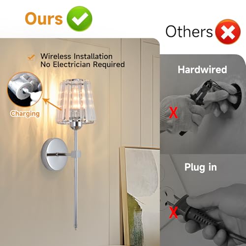Battery Operated Crystal Wall Sconce Set of 2