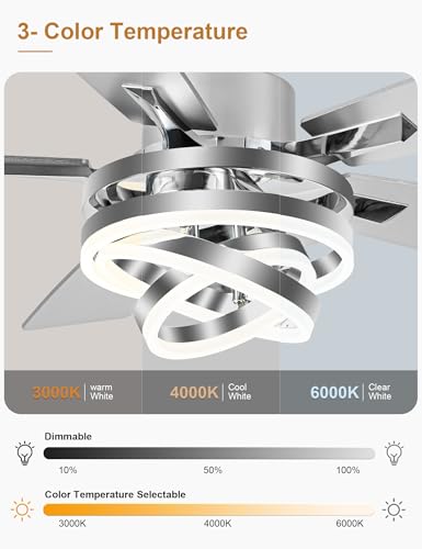52" Modern Chandelier Fandelier Ceiling Fan with Light