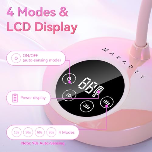Flash Cure UV Nail Lamp for Gel Nails Rechargeable Gooseneck Design