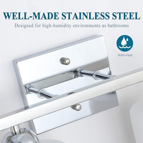Stainless Steel Milk Glass Vanity Lights for Bathroom