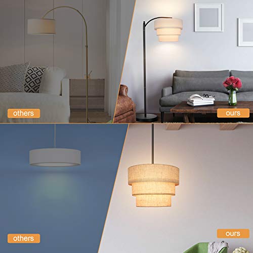 3 tier Drum Linen Lamp Shade for Pendant Lamp Floor Lamp Chandelier Replacement Shade Clip on Bulb Classic Round Lampshade Cover Only