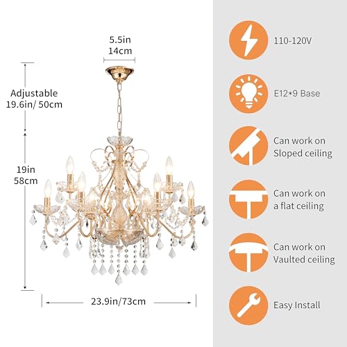 Saint Mossi Gold Crystal Chandelier for Dining Room