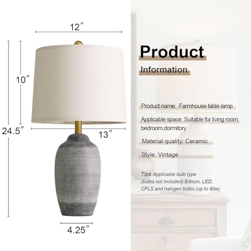 24.5" Vintage Ceramic Table Lamp with 5FT Cord