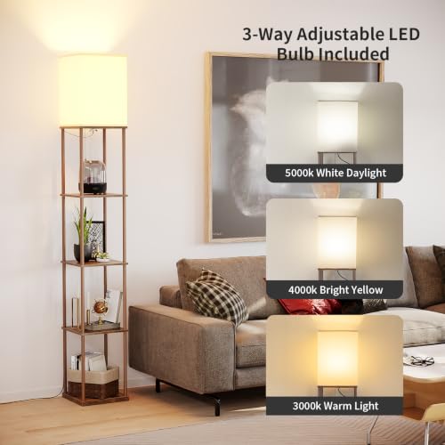 5 Tier Floor Lamp with Shelves