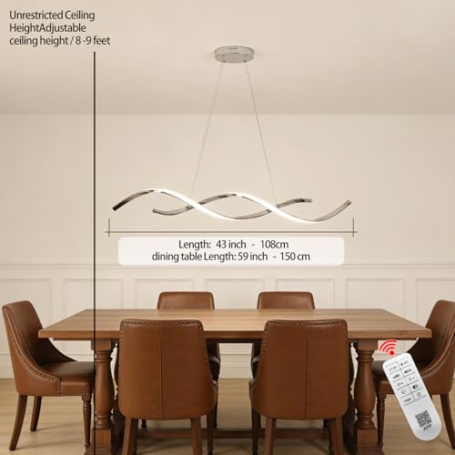 Chrome Dimmable Chandelier Over Tables