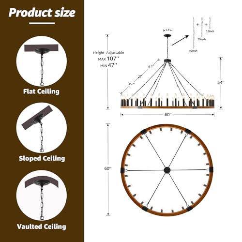 60 Inch Wagon Wheel Chandelier 42