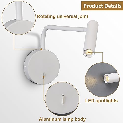 Wall Mounted Reading Light for Bedroom Hardwired Sconce with Switch on