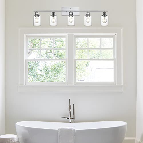 5 Light Bathroom Lighting Fixture in Chrome Finish