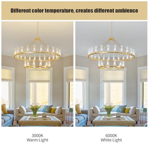 63 Inch Large Gold Wagon Wheel Chandelier with Clear Glass Shade 2 Tier 36