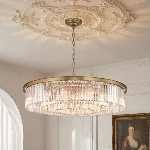 Large Crystal Chandelier Modern Luxury Pendant Ceiling Lights Fixture Antique Gold Chandelier for Dining Room Living Room 12