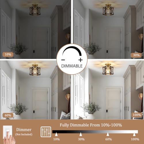 Farmhouse Black and Gold Semi Flush Mount Ceiling Light 9.5 Inch (Black and Gold / 9.5 Inch)