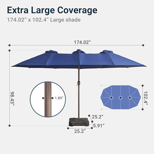 15 Ft Umbrella Outdoor Patio With Solar Lights Base