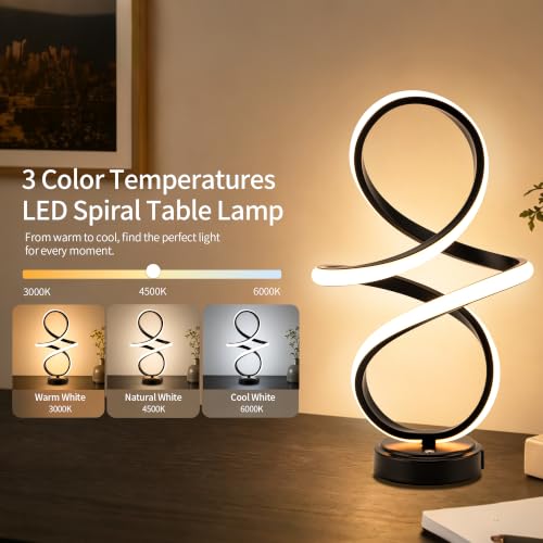 Modern Small Table Lamp with LED Spiral Design