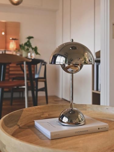 Modern Flower Bud Lamp 12" Cordless Touch Lamp Dimmable 2600mAh Rechargeable Desk Lamp Nordic Minimalist Mushroom Lamp Nightstand Bedside Lamp for Bedroom Living Room