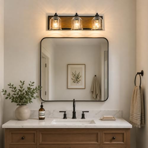 23" 3 Light Farmhouse Bathroom Vanity Light with Bubble Glass