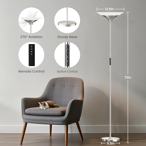 Metallic Silver Torchiere Floor Lamp