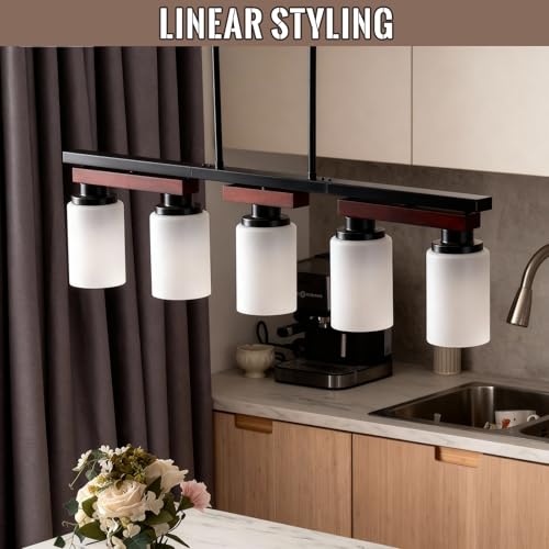 5 Light Black Linear Chandelier