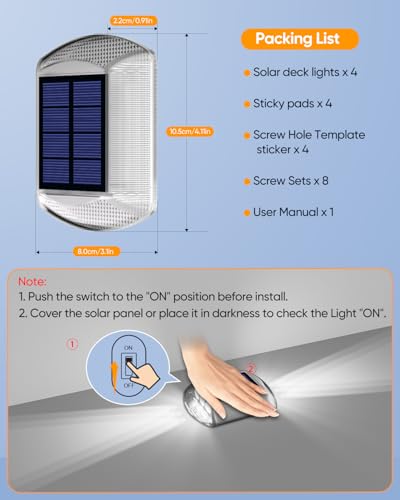 Solar Driveway Lights Outdoor IP68 Waterproof Led 4 Pack White (4 Count)