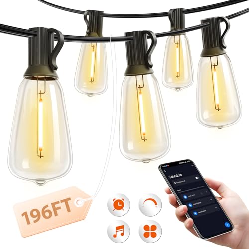 196(49FT*4) Outdoor String Lights with APP LED Edison Waterproof (196 Foot)
