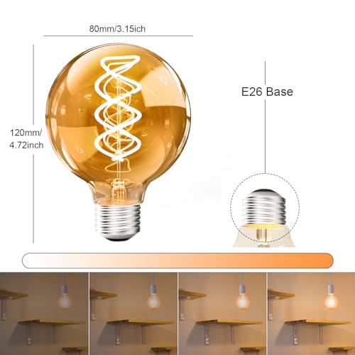 6PCS G80 Vintage Edison Light Bulbs Dimmable for Home