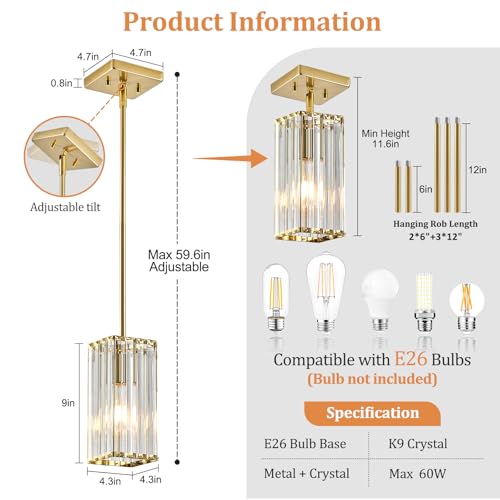 Modern Crystal Pendant Lights Kitchen Island
