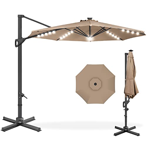 10ft Solar LED Cantilever Patio Umbrella