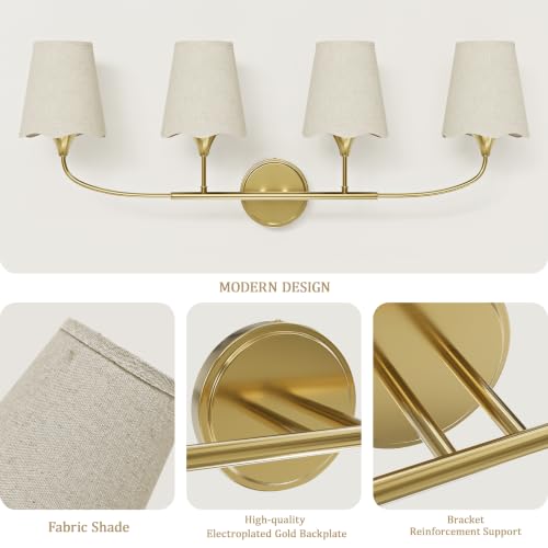 Bathroom Light Fixtures Over Mirror (Gold / 4 Light)