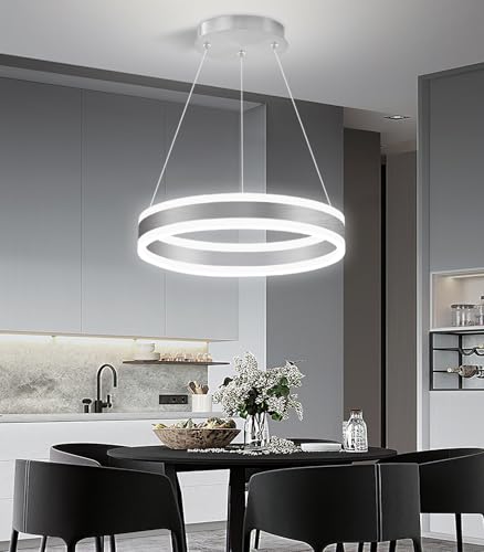 D15.7'' Modern Ring Chandelier for Dining Room LED Dimmable Pendant Lighting High Ceiling Chandelier for Living Room Foyer Bedroom Entryway 3000K
