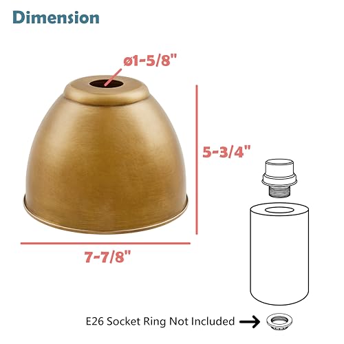 21601-31,Replacement Metal Shade for Pendant Light,Burnished Brass,7-7/8"W x 5-3/4"H,Center Hole 1-5/8"