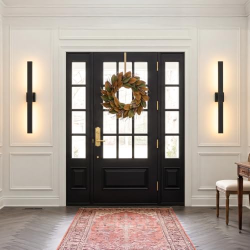 Aluminum 32 Inch Modern Wall Sconces Set of 2 LED 26W Black Sconce (2 Count)