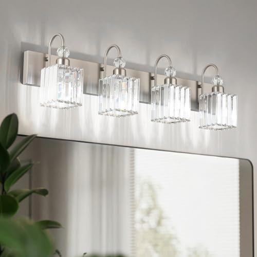 Crystal Brushed Nickel Vanity Light for Bathroom 4