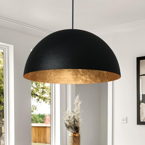 15 Inch Black and Gold Pendant Light