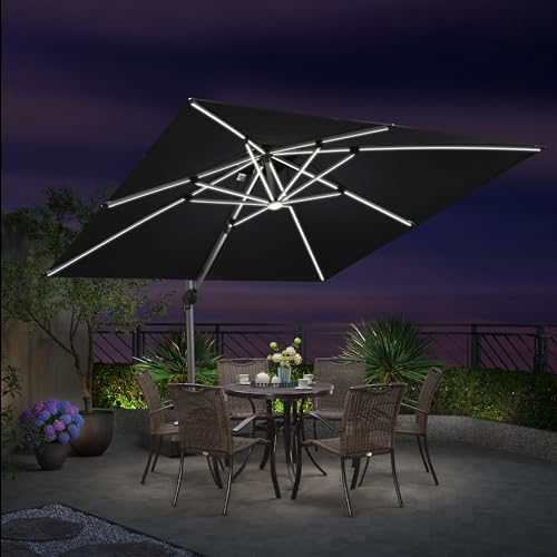 Patio Umbrella wtih Base 10'X10' Double Top LED Light