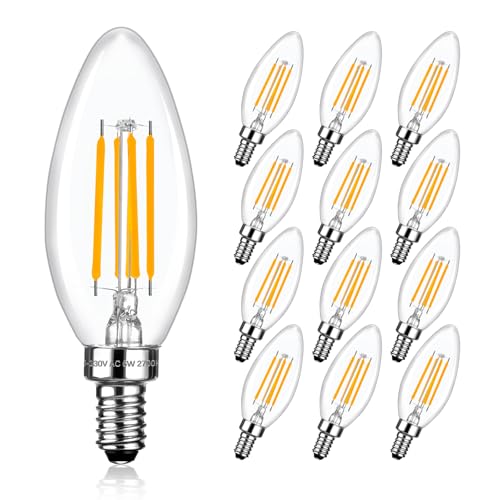 E12 Dimmable LED Candelabra Bulbs 60 Watt Equivalent (12 Count)