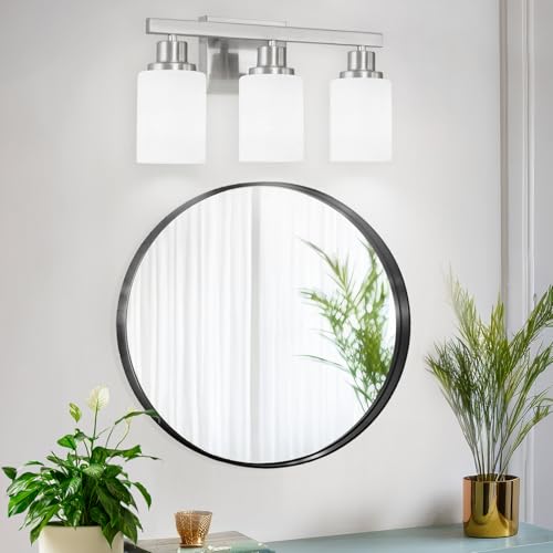 3 Light Bathroom Light Fixtures Brushed Nickel Vanity Light 17in (3 Count)