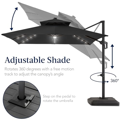 12x12ft LED Cantilever Patio Umbrella w