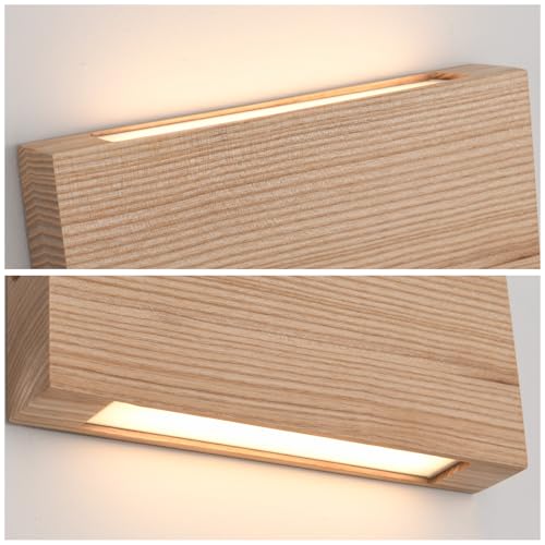 Wood Wall Sconce Indoor Wall Lights Hardwired 2 Pack Up and Down Wall Mount Light for Living Room Bedroom Hallway Lights
