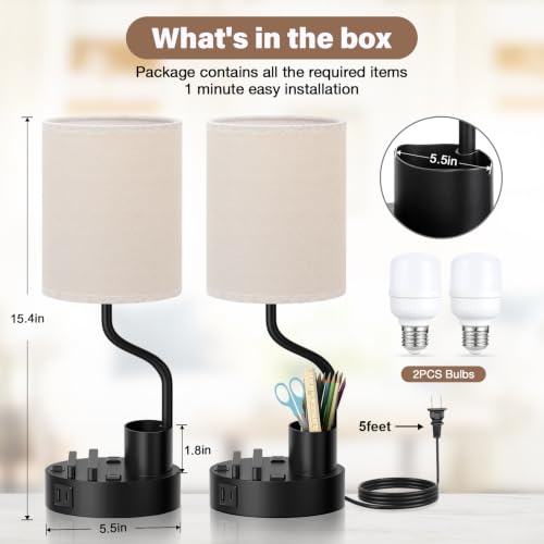 Bedside Lamps for Bedroom Set of 2 (2 Count)