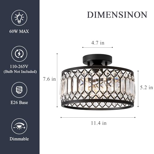 Crystal Black Ceiling Light