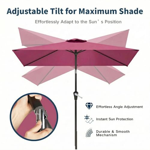 6.5' x 10' Rectangular Patio Umbrella Large Outdoor Market Umbrella w
