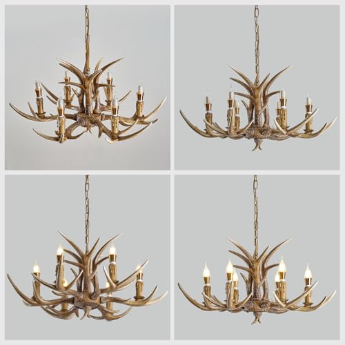 6 Light Resin Faux Horn Antler Chandelier