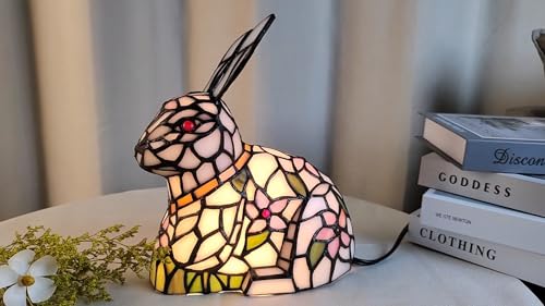 A0012 Tiffany Style Lovely Ratbbit Table Lamp Handmade Stained Glass Animal Night Light
