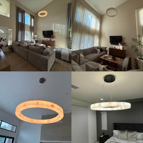 Alabaster Chandelier Spanish Natural Marble Round D30in Chandeliers