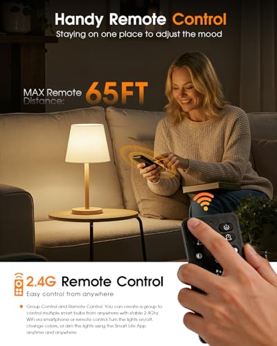 A19 Smart LED Light Bulb with App Control & Remote (4.5 Count)