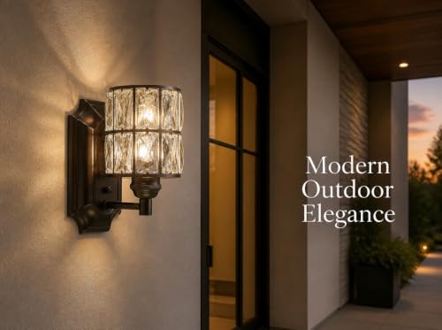 1 Light Crystal Modern Oil Rubbed Bronze 2 Pack Wall Sconce Light Fixture (2 Count)