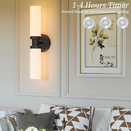 Black Wireless Battery Operated Wall Sconce with Remote Control (2 Count)
